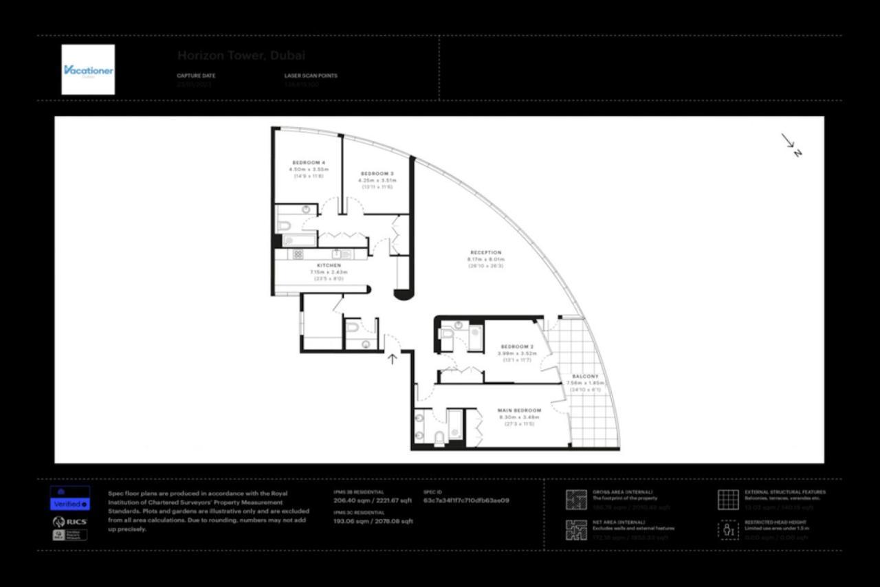 شقة Horizon Tower, Marina - Exquisite Four Bedroom دبي